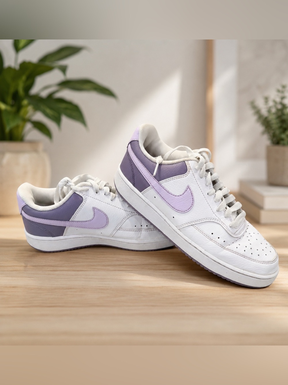 Nike Court Vision Low White Daybreak Purple Sneakers Women’s Size 8 EU 39 Excel